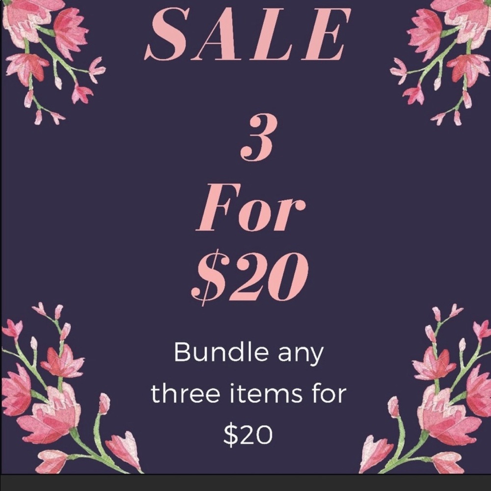 Bundle any items listed as 3 for $20